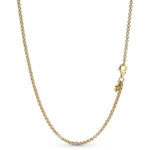 14K yellow plate rolo chain, new Pandora adjustable up to 23.6"